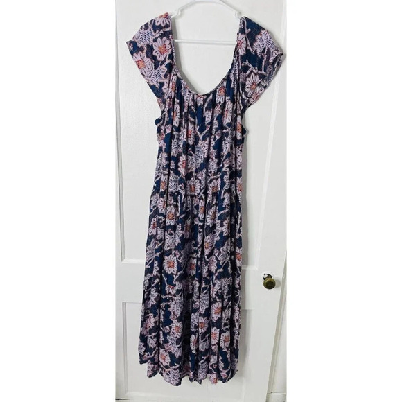 Knox Rose Dress XL Maxi Floral Cottagecore Boho Tiered Flowy Lagenlook Thin Knit - Picture 3 of 9